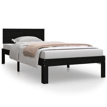 Estructura De Cama Sin Colchón Madera De Pino Negro 90x200 Cm Vidaxl