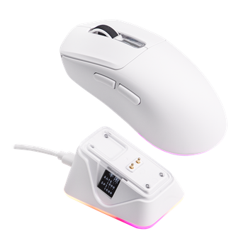 Ratón para Juegos Inalámbrico EPOMAKER NEX Lite Tri-Modo con Sensor PAW3311, Base de Carga RGB y 1K Polling/12K DPI para Juegos y Oficina
