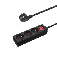 aigostar regleta de enchufes con 3 tomasregleta alargador con cable de 3 metros e interruptornegro