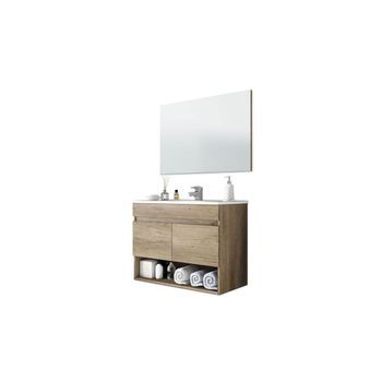 Mueble De Baño Con Espejo Cotton 2 Puertas Nordik 80 X 64 X 45cm Cm