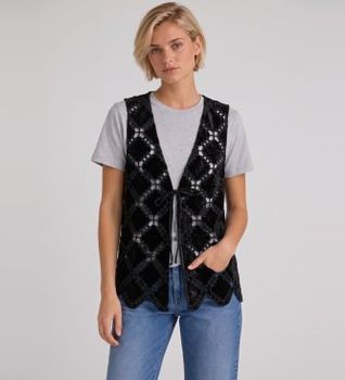 BOSS para mujer. 50568262 Chaleco Ileana negro (34), Clásico, Poliéster, Manga larga