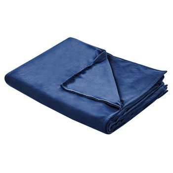 Funda De Manta Pesada Moderna Tejido Liso Poliéster Textil Dormitorio 135 X 200 Cm Azul Marino Rhea