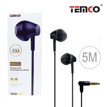 Auriculares con cable 5m Negro