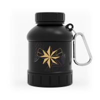 envase con llavero para proteina de myprotein - capitana marvel - negro