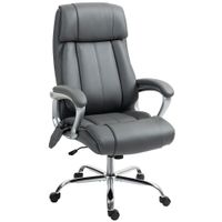 homcom silla de oficina con masaje calor lumbar altura ajustable e inclinacion tapizada en cuero sintetico 66x72x113-121cm gris