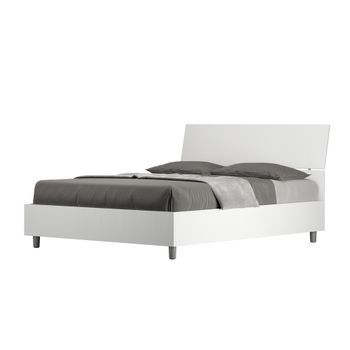 Cama Doble Con Almacenaje 140x190 Con Cabecera Inclinada Fresno Blanco Demas