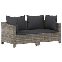 set de muebles de jardin 2 piezas cojines ratan sintetico gris