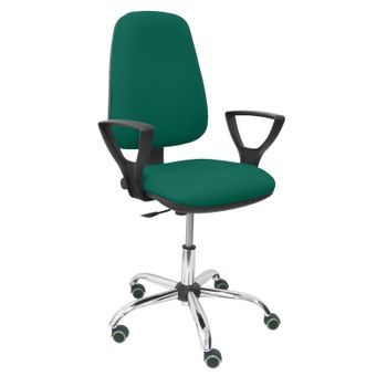 Silla De Oficina Ergonómica Con Mecanismo De Contacto Permanente Y Regulable En Altura Asiento Y Tejido Tapizado En Tejido Bali Color Verde (brazos