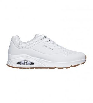 Skechers para hombre. 52458 Zapatillas Uno Stand On Air blanco (44), Plano, 1 a 3cm, Cordones, Casual, Deportivo, Running