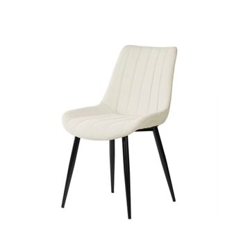 Silla de comedor acolchada beige con patas negras