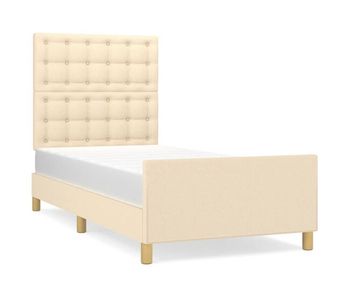 Estructura de cama con cabecero de tela color crema 100x200 cm botones