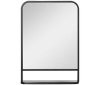 homcom espejo decorativo de pared 50x70 cm espejo rectangular de metal con estante de almacenamiento para salon dormitorio entrada estilo moderno negro