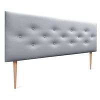 dhome cabecero de polipiel con 3 hileras intercaladas de botones y patas cabezal tapizado cama lujo plata 150cm