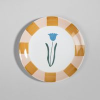 plato de postre de ceramica con flor multicolor
