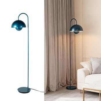 Lámpara De Pie Diseño Nórdico Moderno Forma Seta Metal Azul Marino Casquillo E27 Para Salón O Dormitorio