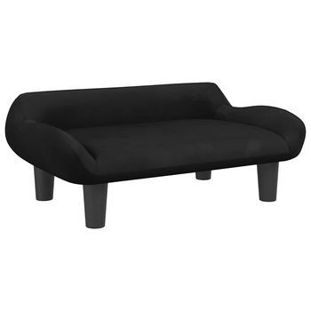 Sofá Para Niños | Sofá De Salón | Sofá De Descanso De Terciopelo Negro 70x40x24 Cm