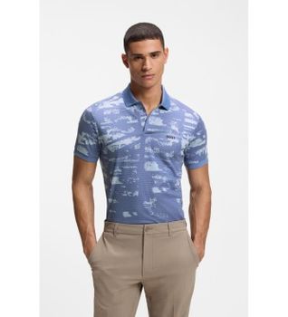 BOSS para hombre. 50558583 Polo Active slim fit azul (L), Casual, Poliéster, Manga corta