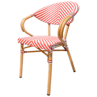 sillon paris rojo - aluminio imitacion ratan y textilene - apilable eme mobiliario