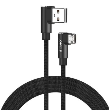 Cable USB Savio CL-161 Micro USB 1m Trenzado 90 grados Carga Rápida