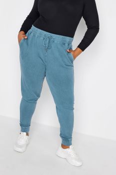 Yours Joggers Algodón Azul Efecto Lavado, Mujer Curvy Y Tallas Grandes, Yours