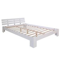 cama doble para 2 personas con somier de laminas de madera blanca 120 x 200 cm lit06213
