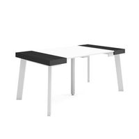 mesa consola extensible mesa comedor plegable 160 para 8 comensales patas de madera estilo moderno blanco y negro