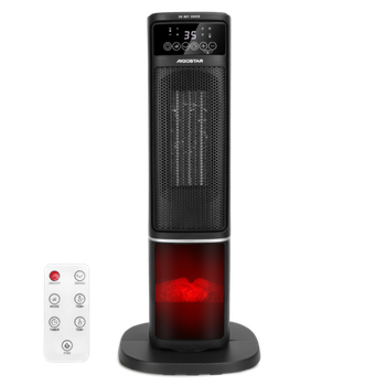 Aigostar Ayden - Calefactor Cerámico con Imágenes de Chimenea 3D, 2000W, Mando a Distancia y Pantalla Táctil LED, 5 Modos & ECO, Silencioso, Temporizador 24H, Oscilante, Temperatura Ajustable de 5-35℃