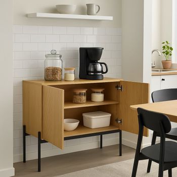 Mueble de almacenamiento de alimentos de madera clara