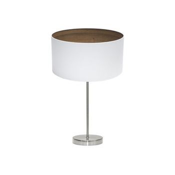 Sobremesa Tatiana 1xe27 Niquel/blanco-madera Oscura 63x30x30 Cm