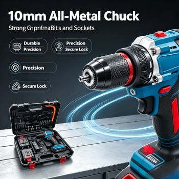 Nuevo Taladro Inalámbrico Compacto de 10mm Sin Escobillas 2026, Atornillador Eléctrico de Alto Torque de Grado Industrial, Herramienta Eléctrica para Trabajos de Perforación en Hogar y Taller,