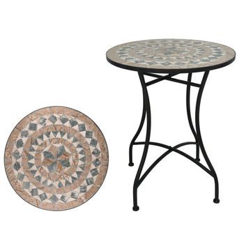 Mesa De Jardín Redonda Mosaico Cerámico Patrik Ø60x71cm