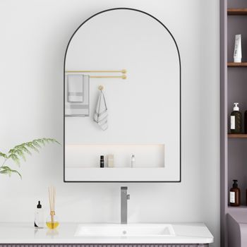 Armario Con Espejo - Mueble De Pared Para Baño - Metal Y Vidrio - Negro (91x61x12cm)