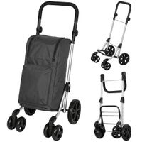 homcom carrito de la compra bolsa de 46 l plegable con bolsa refrigerada asa ajustable armazon de aluminio gris oscuro   aosom espana