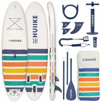 Tabla Paddle Surf Hinchable Con Accesorios, Huiike | Sup Con Remo, Quillas, Inflador, Blanca, 10'