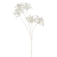 rama de hojas de palma brillantes artificiales plateadas h50