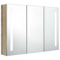 mueble de bano con espejo led color roble 89x14x62 cm vidaxl