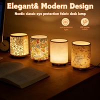 1 lampara de escritorio minimalista de tela estampada alimentada por usb luz calida monocromatica adecuado para iluminacion decorativa en dormitorios