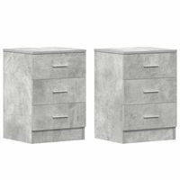 pack 2 uds mesitas de noche  mesa auxiliar  mesilla aglomerado gris hormigon 38x35x56cm