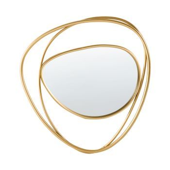 Espejo De Pared Marco De Metal Decorativo Estilo Glam Moderno 50 X 54 Cm Dorado Courcy