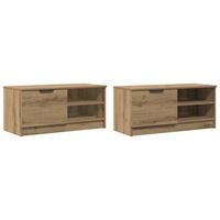 muebles para tv 2 uds  mueble de salon  mesa de tv madera roble artisan 80x35x365 cm