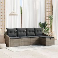 juego de sofa de jardin de 5 piezas con cojines gris polirratan v7092 unico  gris
