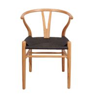 silla wishbone natural asiento negro madera marron