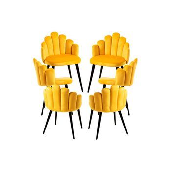 Pack 6 Sillas Hand Patas Negras Terciopelo De Terciopelo 77*48*42 Cm - Amarillo