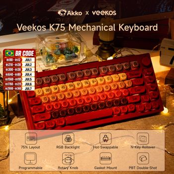 AKKO 5075 X Veekos K75 Teclado mecánico para juegos 75% RGB 3/5 pines Teclado personalizado con cable de intercambio en caliente con junta de perilla