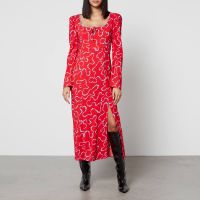 kitri rhonda trail printed crepe midi dress - uk 10