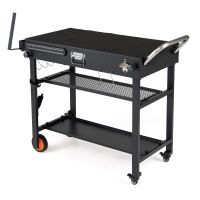 costway carrito para barbacoa plegable con ruedas freno y tres estantes almacenaje acero resistente para cocina exterior 109 x 46 x 865 cm negro