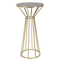 mesa auxiliar redonda de metal dorado con espejo o cm 50x100