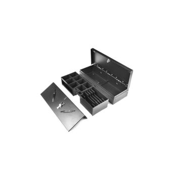 Cajón de efectivo Premier V46 HQ-B Acero Negro 6 billetes 8 monedas USB RJ-11 RS-232