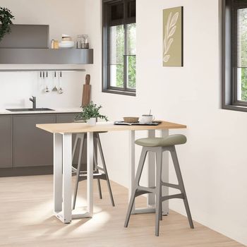 Patas De Mesa De Bar Forma T 2 Uds | Patas Para Mesa Acero Blanco 50x35x(91-92)cm