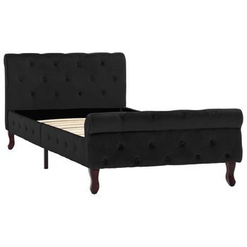 Estructura De Cama De Terciopelo Negro 90x200 Cm